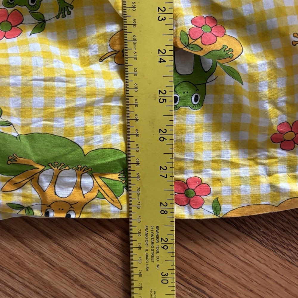 VINTAGE 60s 70s Miss B Shift Dress Size 10 Yellow Gingham Adorable Frogs Teen SZ - Picture 5 of 9